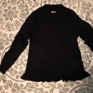 Mock neck sweater with ruffle trim